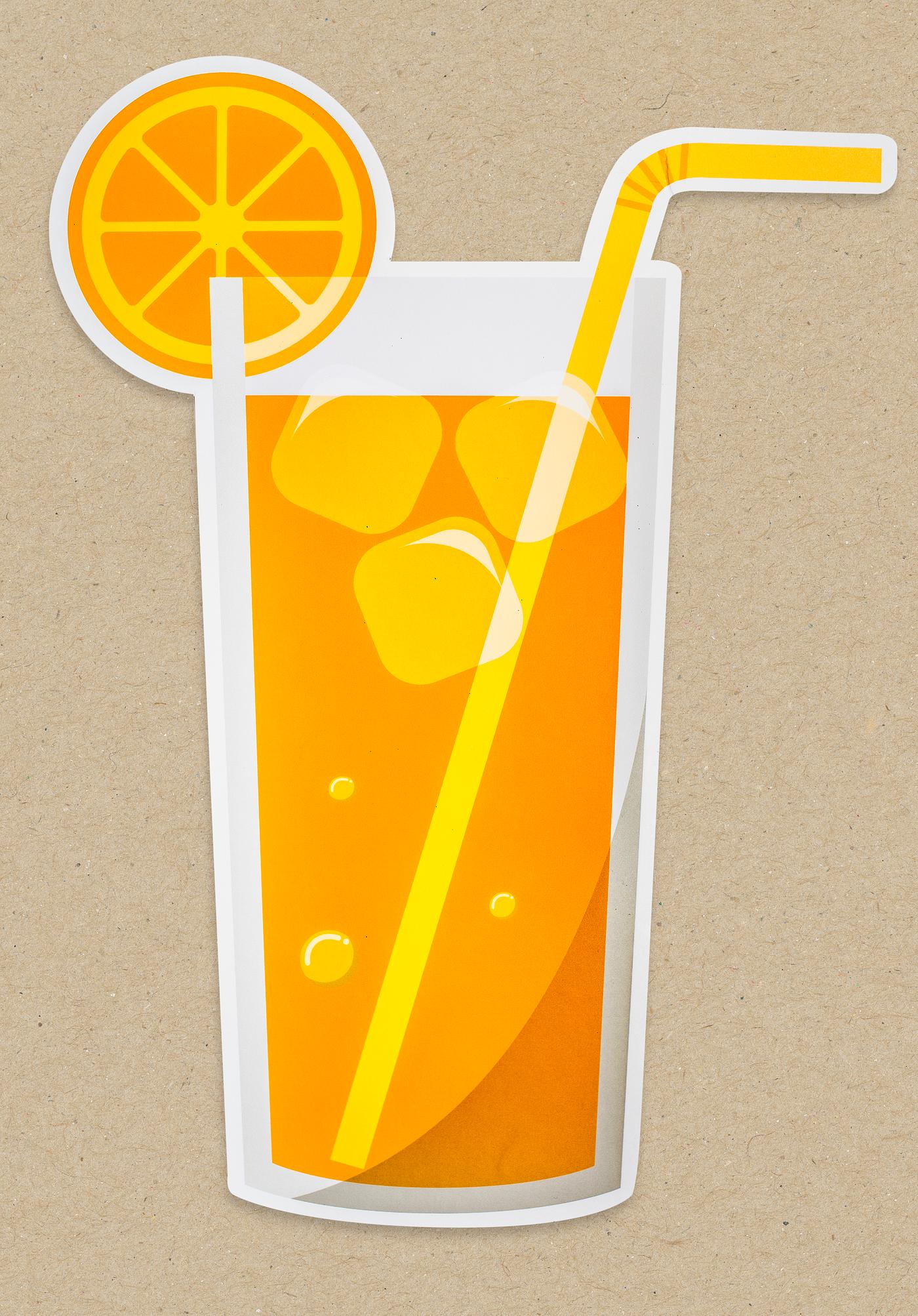 A glass of fresh orange juice icon  isolated Free stock 