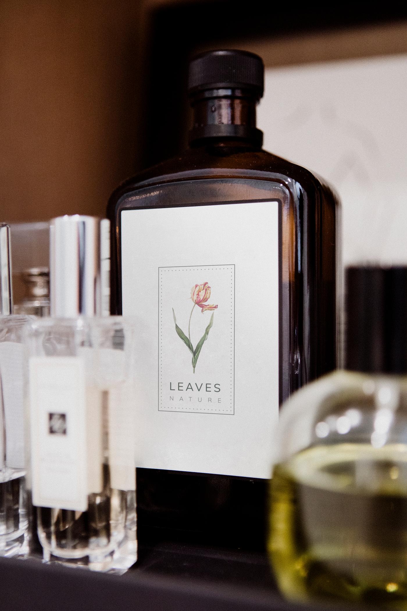 Set of botanicals skincare in the bathroom Set of botanicals skincare in the bathroom