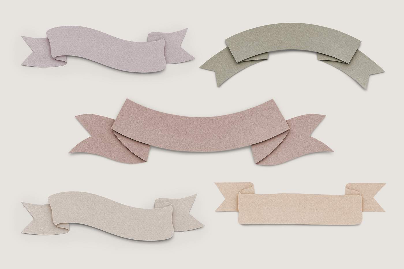 Paper craft ribbon set | Royalty free psd mockup - 1202530