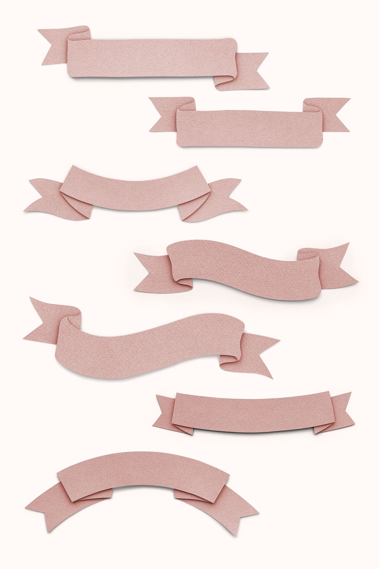 Paper craft ribbon set | Royalty free psd mockup - 1202535