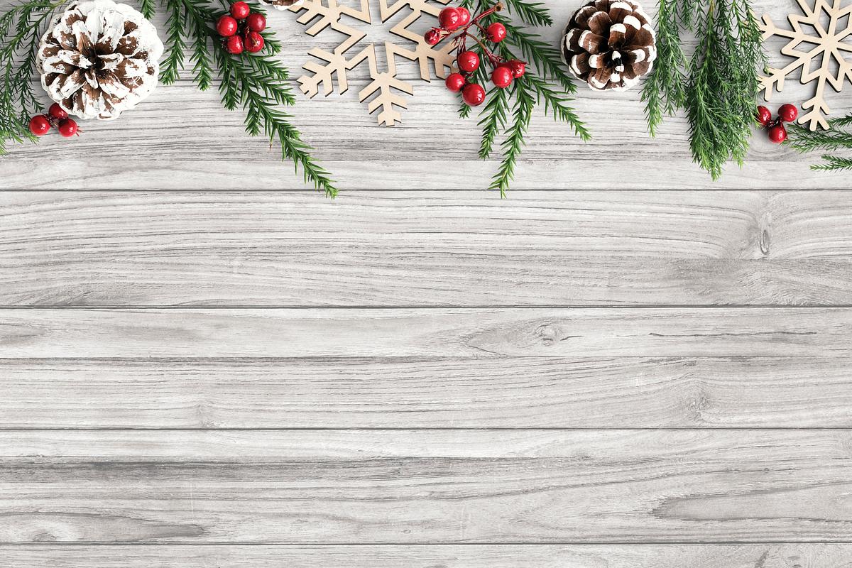 Download Christmas Decorations On Table Background Premium Psd Mockup Rawpixel