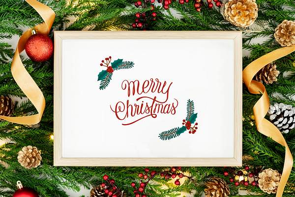 Download Merry Christmas Greeting In A Frame Mockup Royalty Free Psd Mockup 520111 PSD Mockup Templates