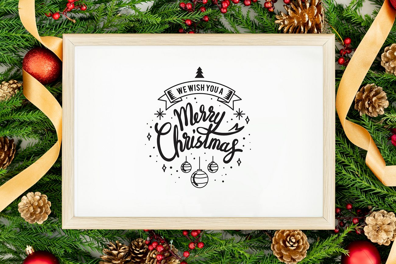 Download Merry Christmas Greeting In A Frame Mockup Royalty Free Psd Mockup 520126 PSD Mockup Templates