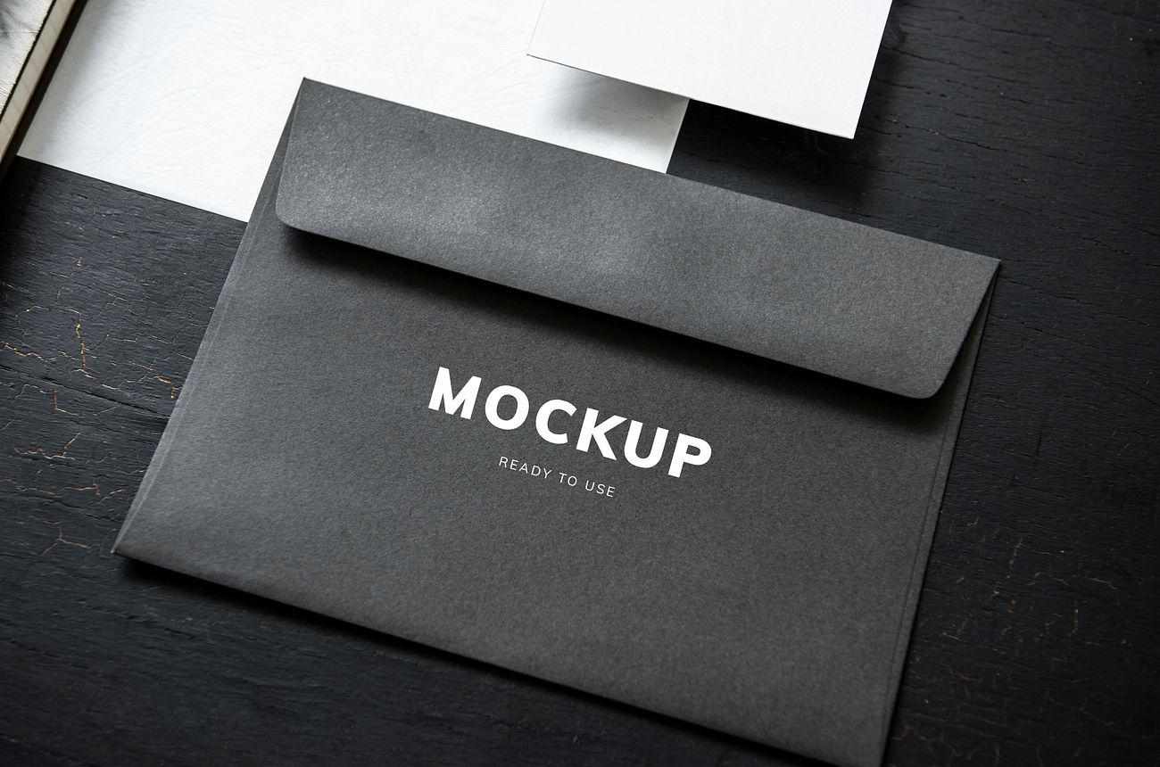 Download Black envelope | Royalty free psd mockup - 531776