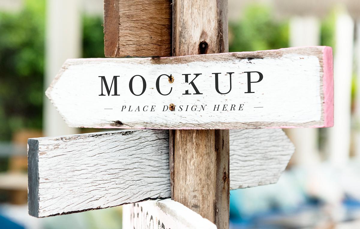 Wooden Street Arrow Signs Free Psd High Resolution Mockup