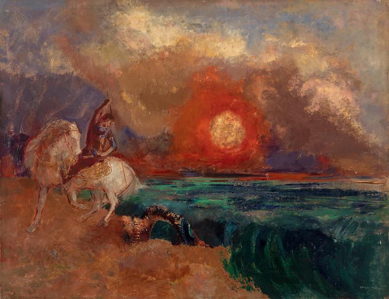 Saint George and the Dragon by Odilon Redon Saint George and the Dragon (Saint Georges et le dragon) (1909—1910) by Odilon Redon. Original from the Barnes…