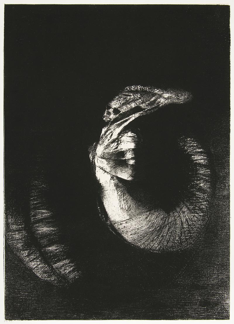 Artwork by Odilon Redon It Is a Skull, Crowned with Roses. It Dominates a Woman’s Pearly-White Torso (1888) by Odilon Redon. Original from the…