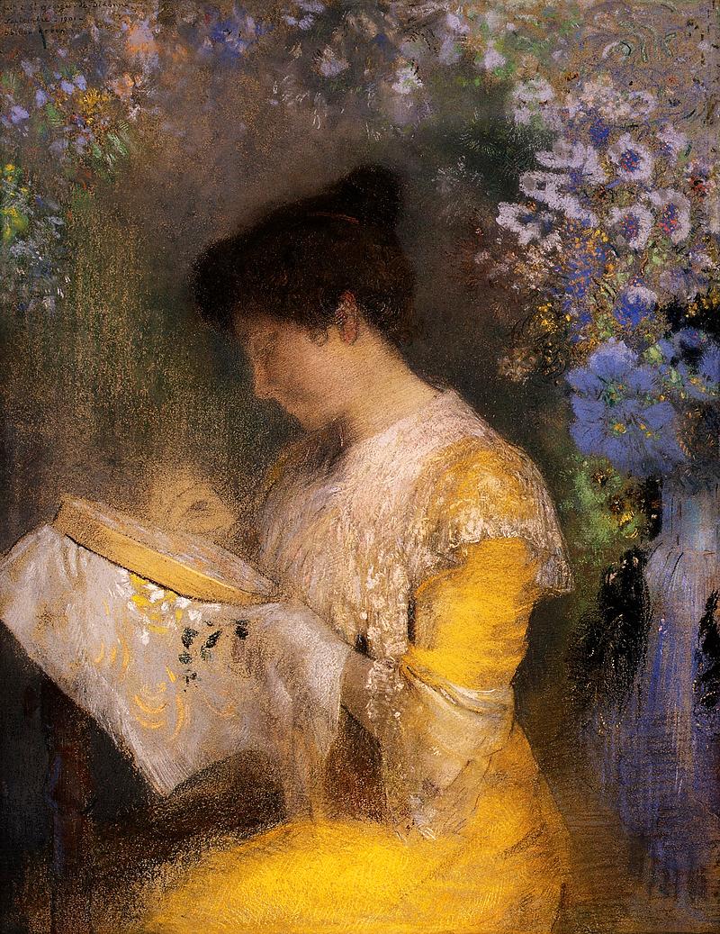 Madame Arthur Fontaine by Odilon Redon Madame Arthur Fontaine (Marie Escudier, born 1865) (1901) by Odilon Redon. Original from The MET museum. Digitally enhanced…