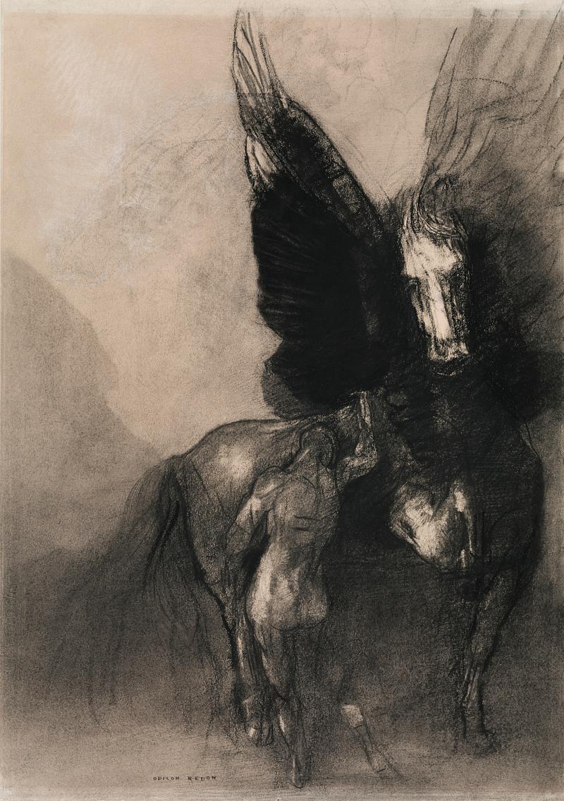 Pegasus and Bellerophon by Odilon Redon Pegasus and Bellerophon (1888) by Odilon Redon. Original from The MET museum. Digitally enhanced by rawpixel.