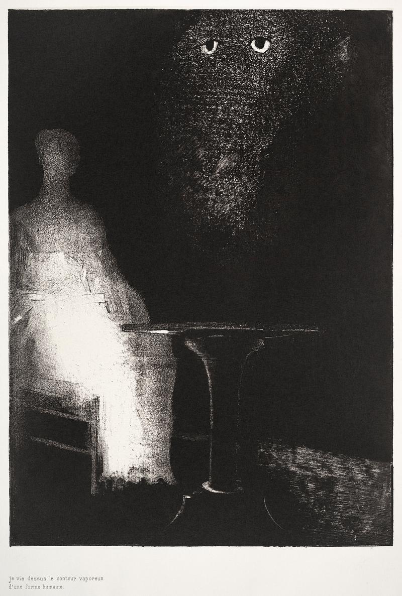 Artwork by Odilon Redon Below, I Saw the Vaporous Contours of a Human Form (1896) by Odilon Redon. Original from The MET museum. Digitally enhanced…