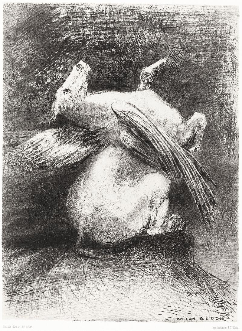 Artwork by Odilon Redon The Impotent Wing Did Not Lift the Animal Into That Black Space (1883) by Odilon Redon. Original from the National Gallery of…