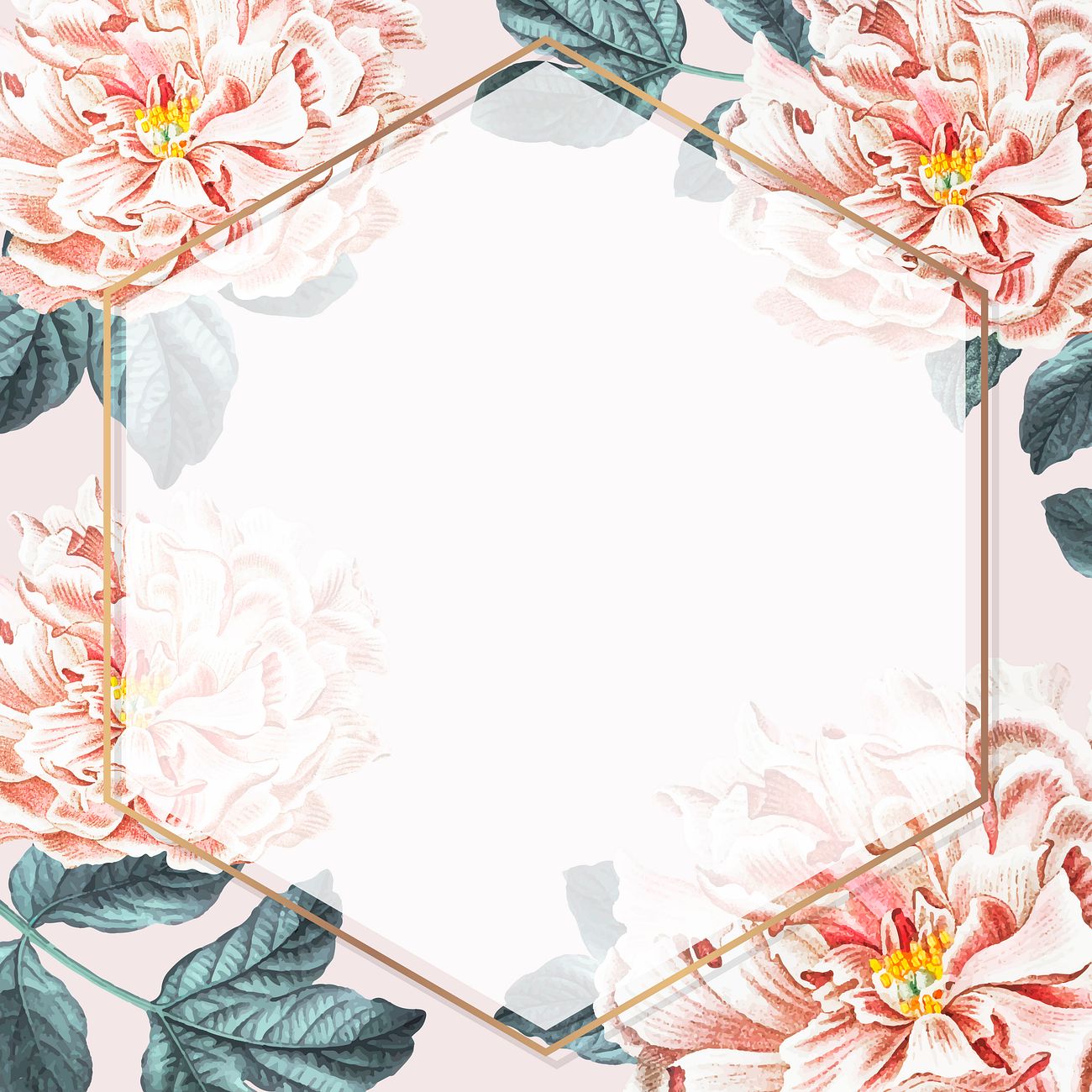 Download Elegant floral golden hexagon frame | Royalty free vector ...