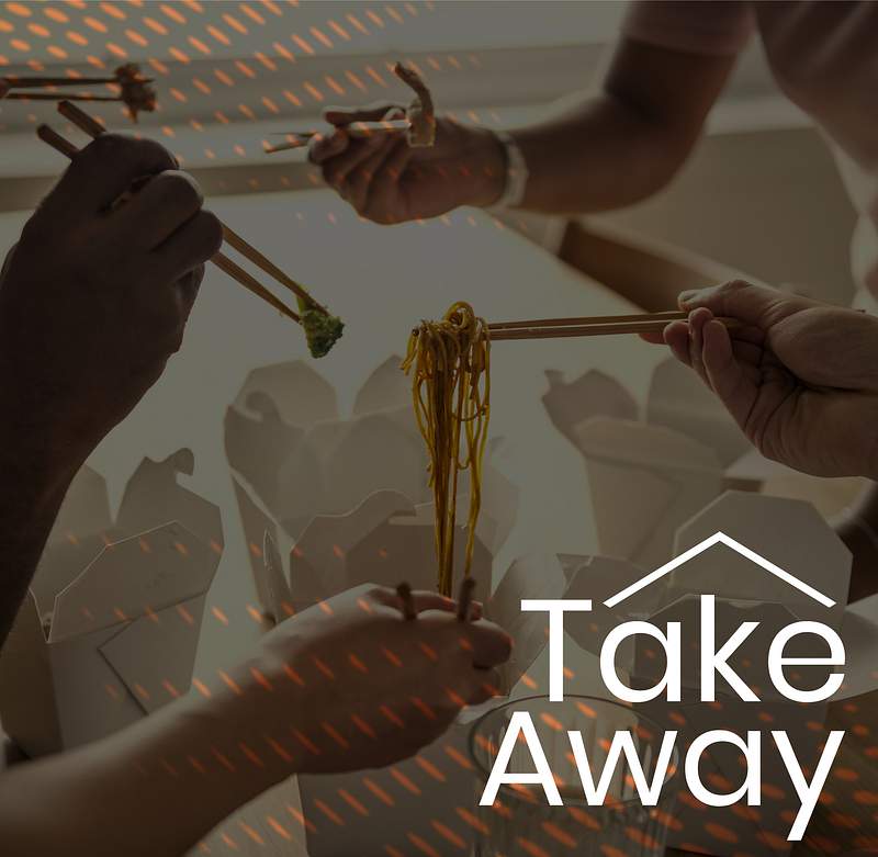 Takeaway Website Design: 4 Practical Tips To Simplify An Effective Takeaway Website 1 Friends having Chinese takeout chow mein during coronavirus quarantine