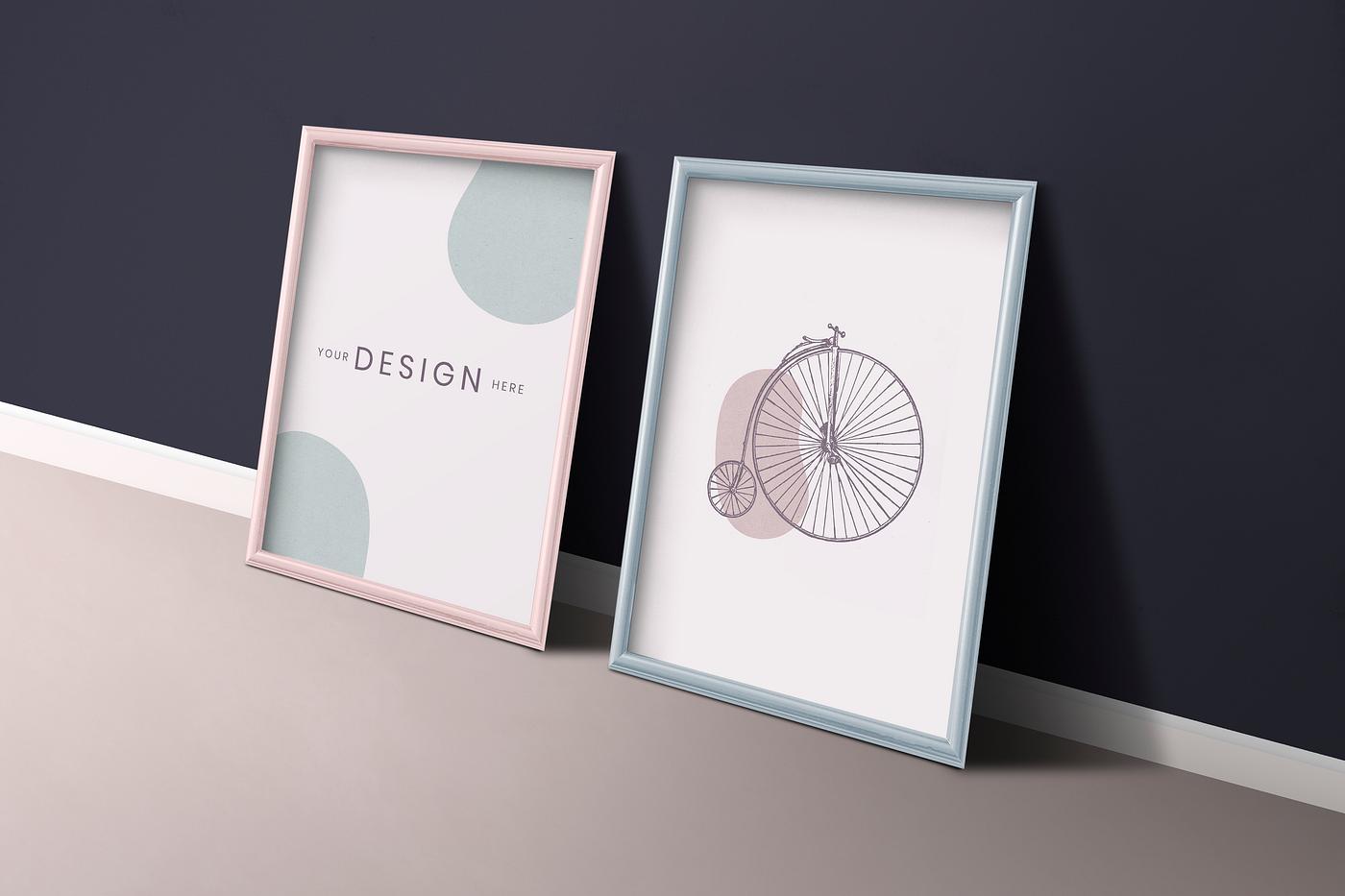 Blank frame mockup Picture frame on a beige floor illustration