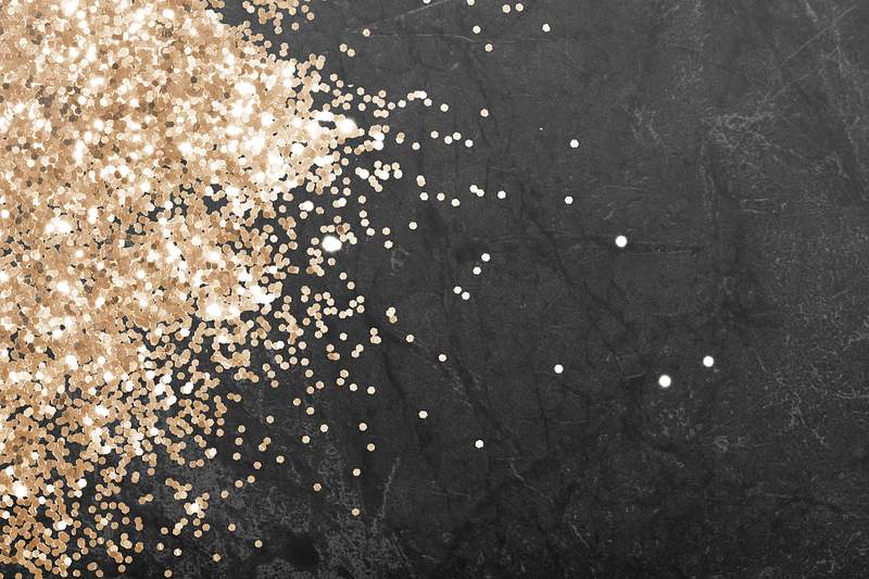 Gold glitter background on black background | High resolution design