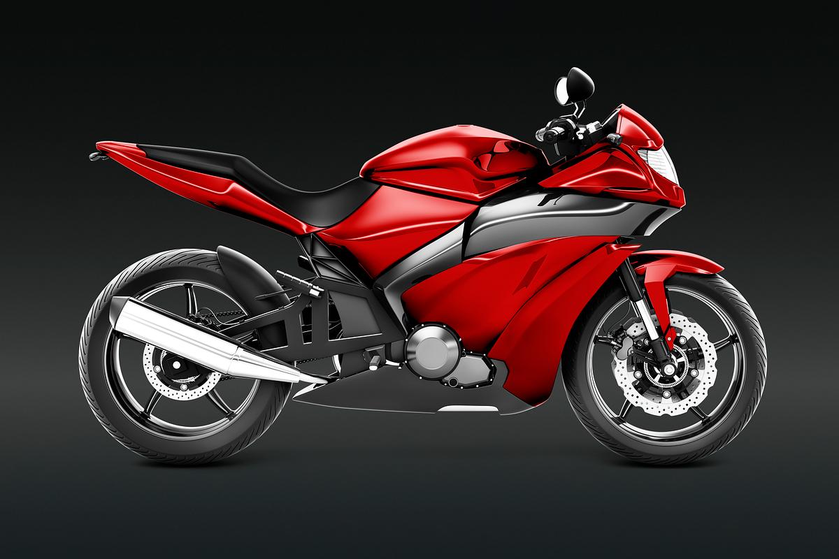 Download Sporty Motorbike In Red Royalty Free Stock Psd Mockup High Resolution Design