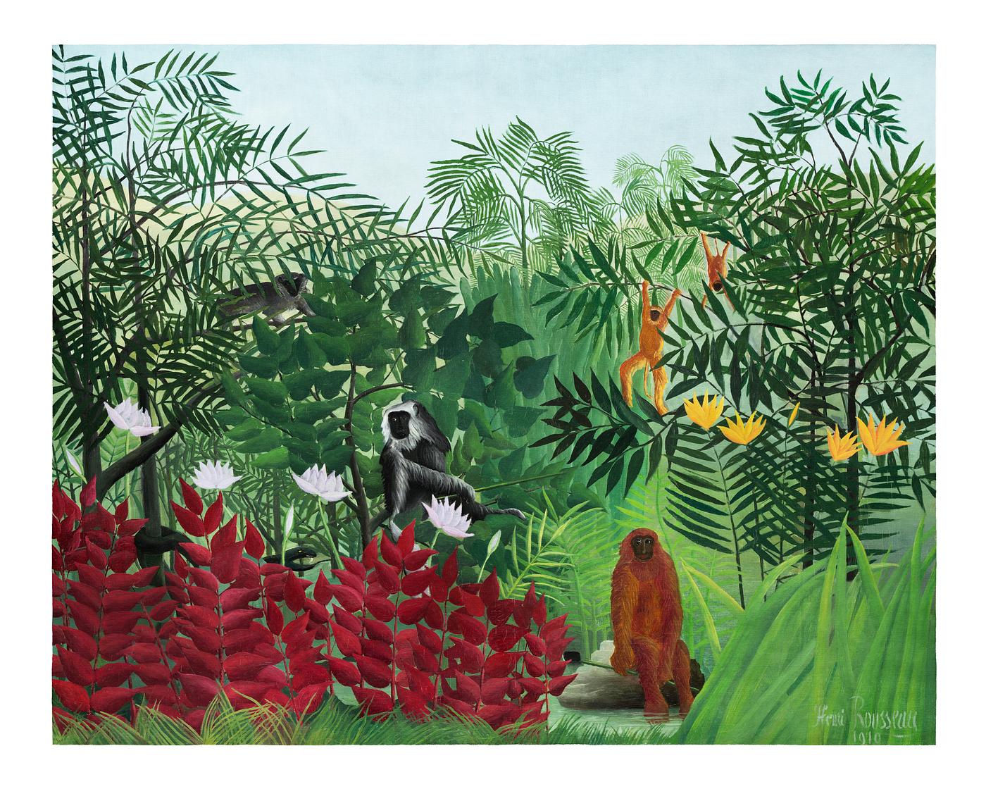 Tropical Forest with Monkeys (1910) by Henri Rousseau. Original from The National Gallery of Art. Digitally enhanced by... Tropical Forest with Monkeys (1910) by Henri Rousseau. Original from The National Gallery of Art. Digitally enhanced by...