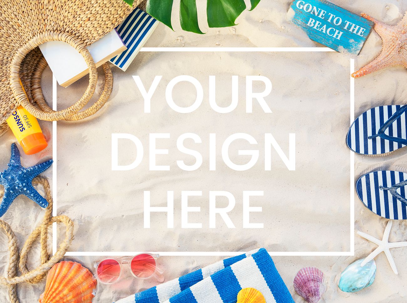 Download Design space in the beach sand | Royalty free psd mockup ...