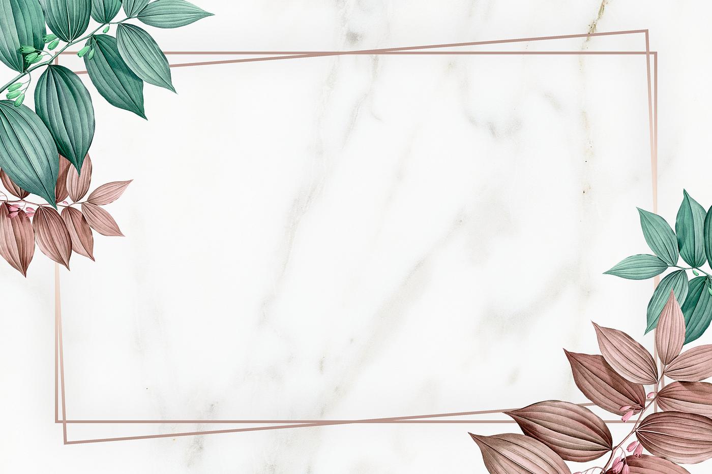 Gold frame with foliage pattern on marble textured background illustration Gold frame with foliage pattern on marble textured background illustration