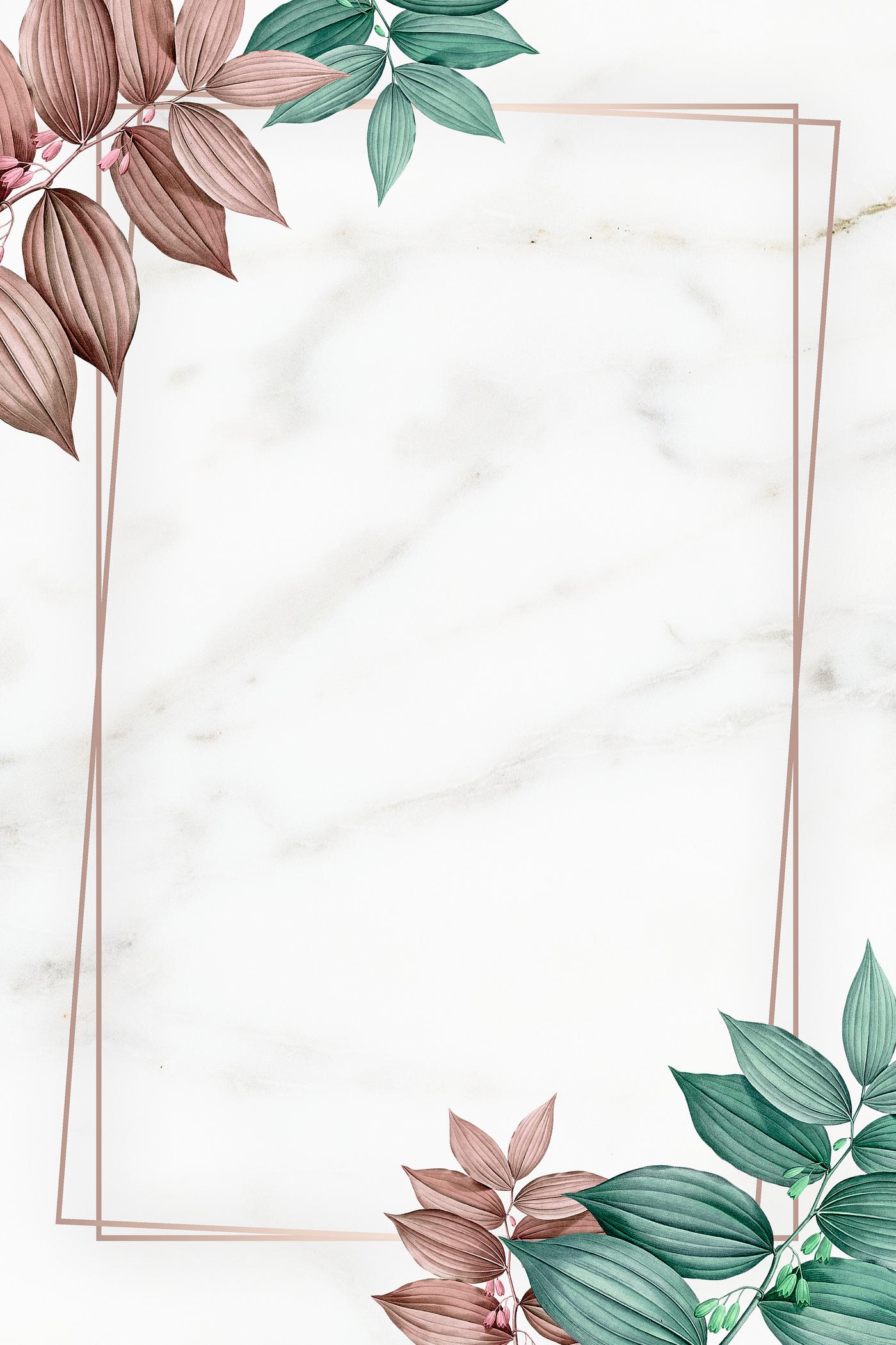 Gold frame with foliage pattern on marble textured background illustration Gold frame with foliage pattern on marble textured background illustration