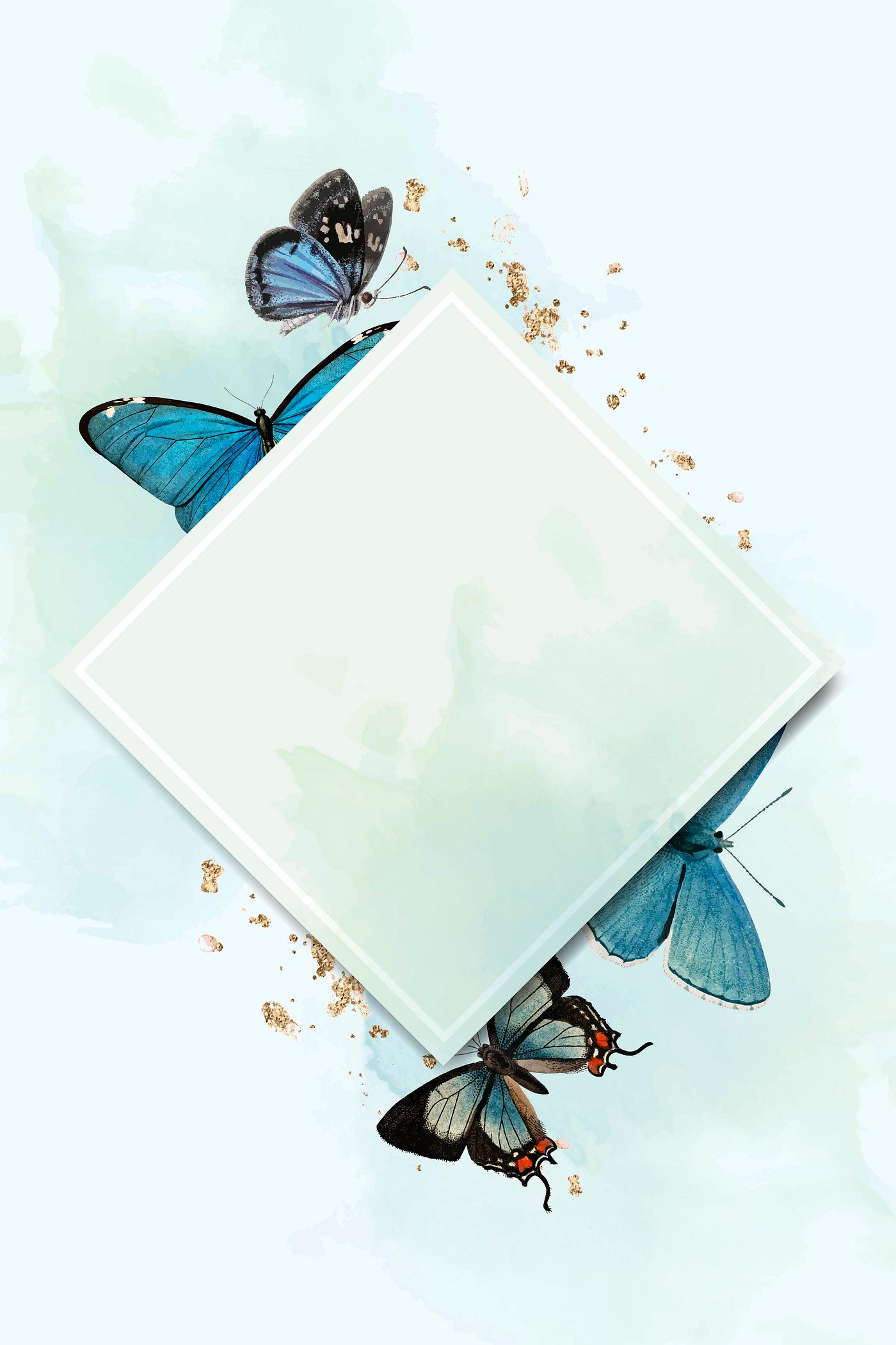 Download Blue butterfly frame | Royalty free vector - 1222348