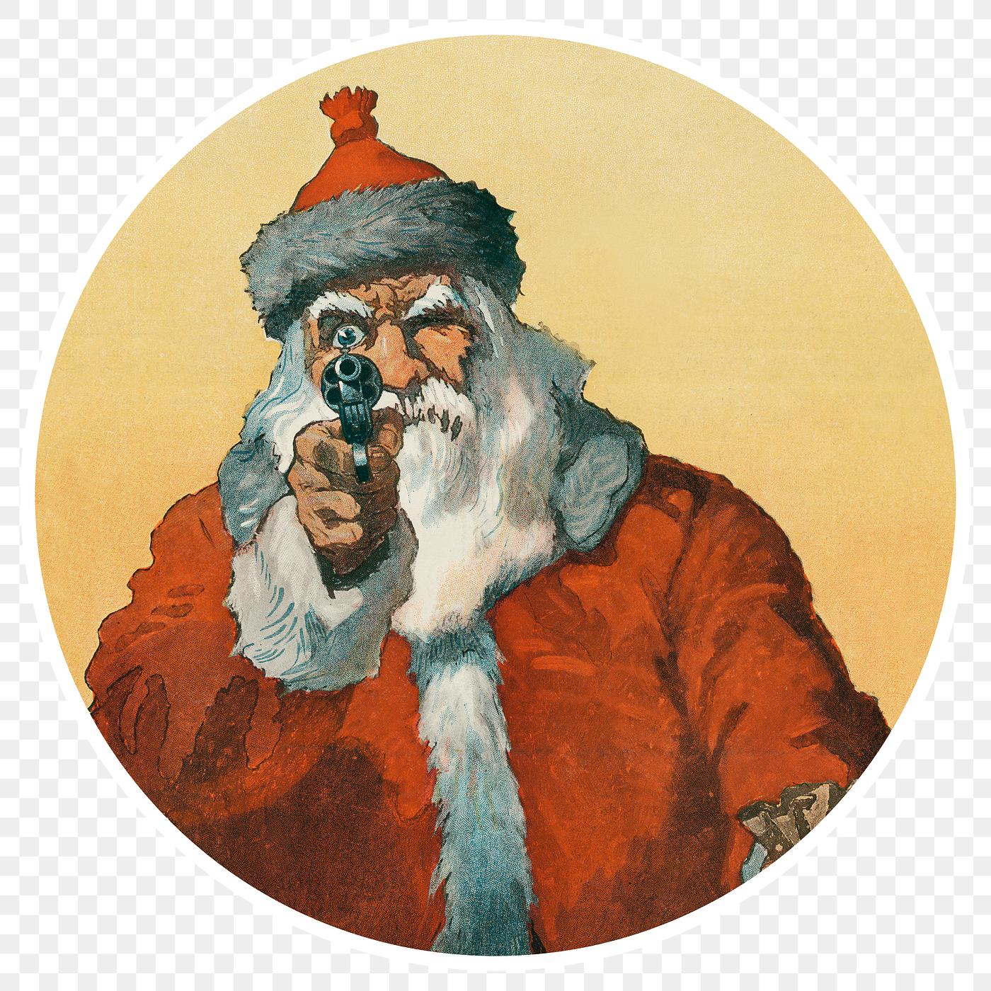 Santa Claus aiming a handgun sticker transparent png Santa Claus aiming a handgun sticker transparent png