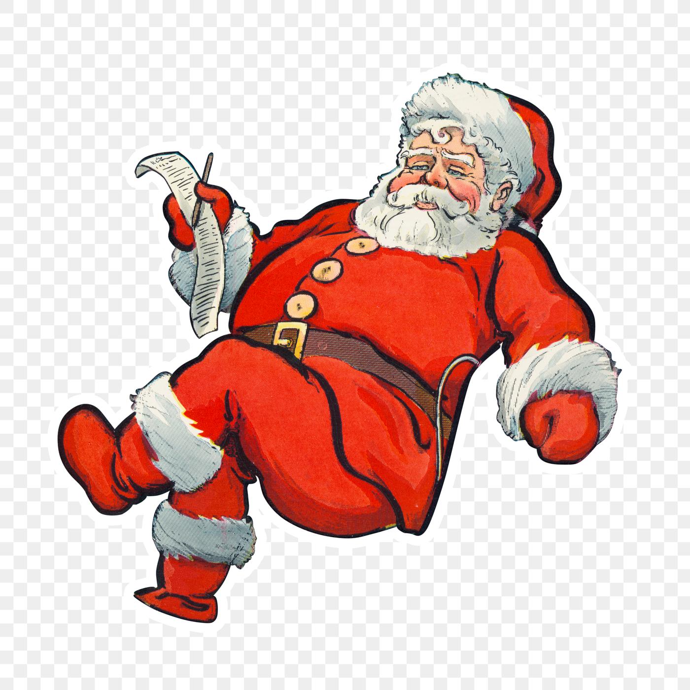 Santa with a list Santa Claus with a list on his hand sticker transparent png