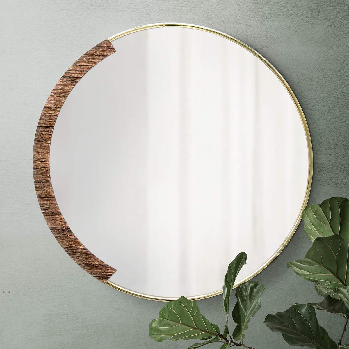 Circular Mirror With A Wooden Premium Psd Rawpixel