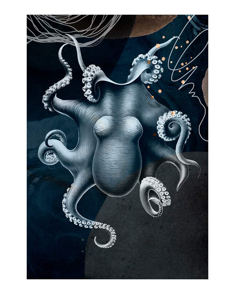 Vintage octopus illustration wall art print… | Royalty free stock Illustration | High Resolution graphic Vintage octopus illustration wall art print and poster. Remix from original painting by Carl Chun.