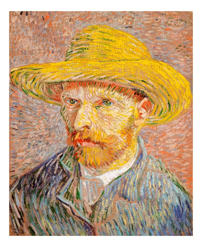 Self-Portrait with a Straw Hat vintage… | Royalty free stock Illustration | High Resolution graphic Self-Portrait with a Straw Hat vintage illustration wall art print and poster design remix from original painting by Vincent…