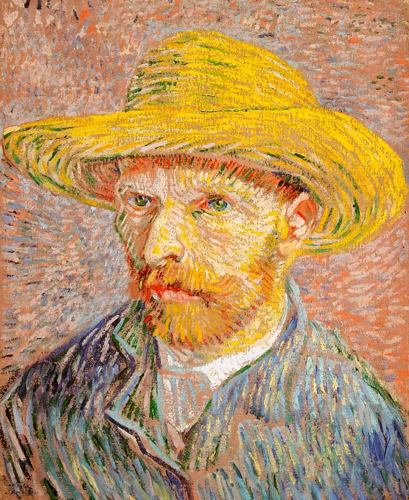 Self-Portrait with a Straw Hat vintage wall… | Royalty free stock vector Self-Portrait with a Straw Hat vintage wall art print and poster design remix from original painting by Vincent Van Gogh.…