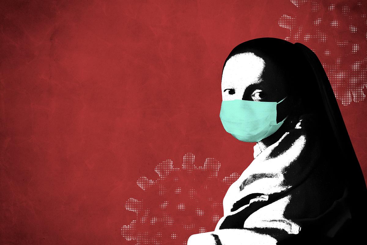 Johannes Vermeer’s young woman wearing… | Free PSD | High resolution mockup Johannes Vermeer’s young woman wearing a face mask during coronavirus pandemic public domain remix