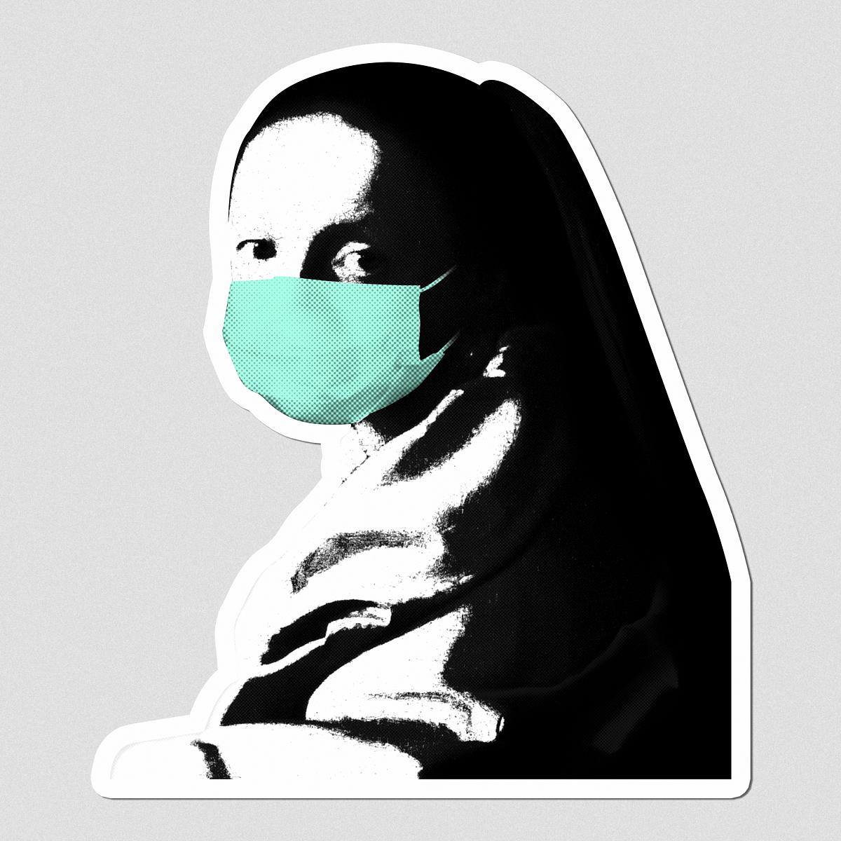 Johannes Vermeer’s young woman wearing… | Free PSD | High resolution mockup Johannes Vermeer’s young woman wearing a face mask during coronavirus pandemic public domain remix