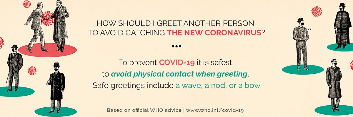 How to greet another person to avoid catching… | Free PSD | High resolution mockup How to greet another person to avoid catching the new coronavirus social banner template illustration