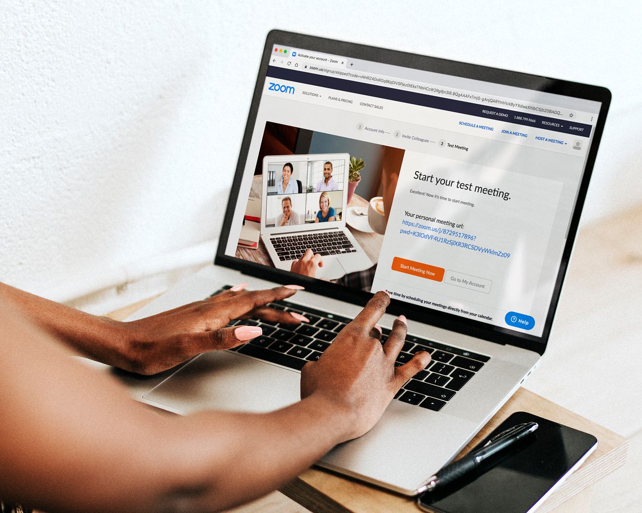 Download Woman using video conference application on a laptop ...