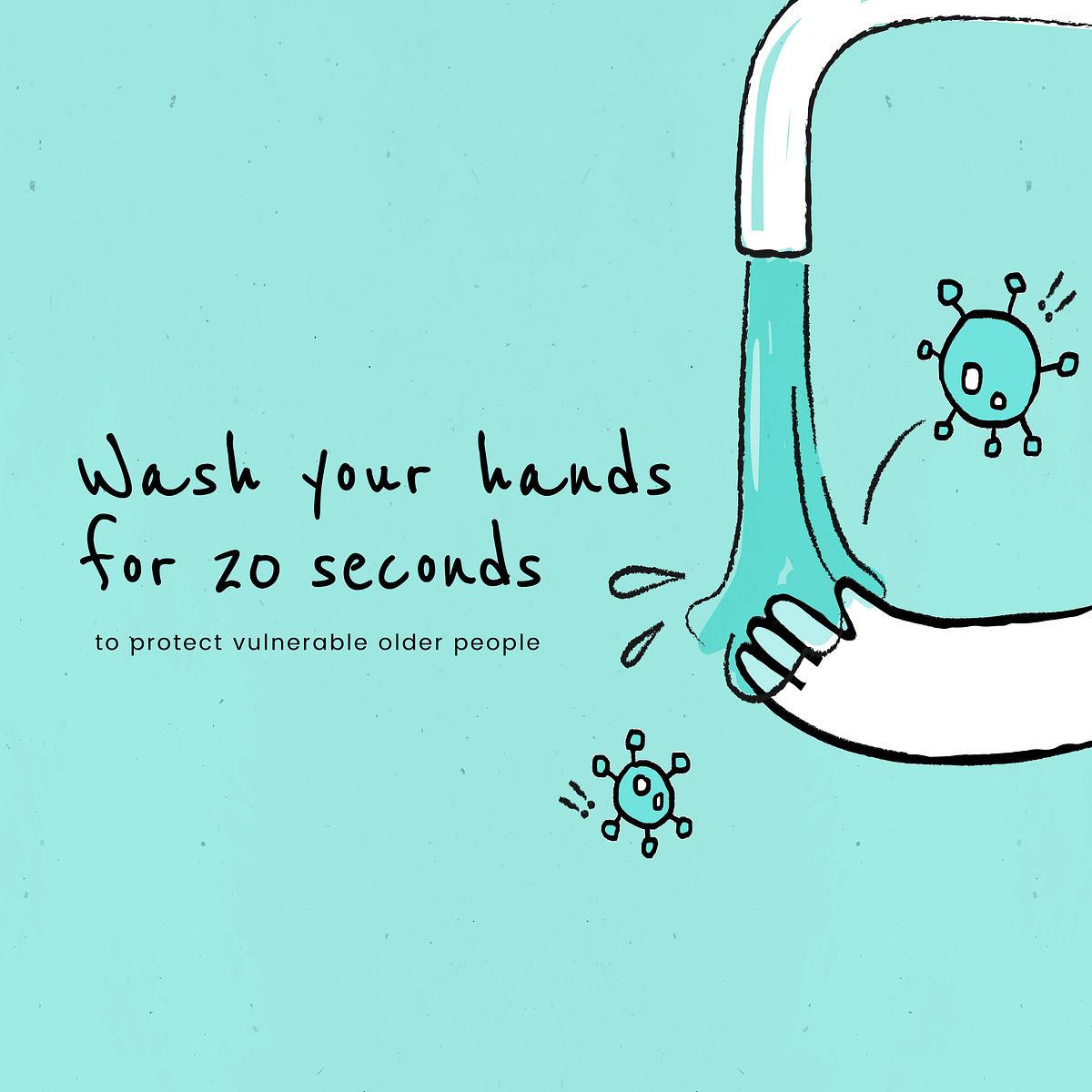 Wash your hands for 20 seconds. This image is… | Royalty free stock vector Wash your hands for 20 seconds. This image is part our collaboration with the Behavioural Sciences team at Hill+Knowlton…
