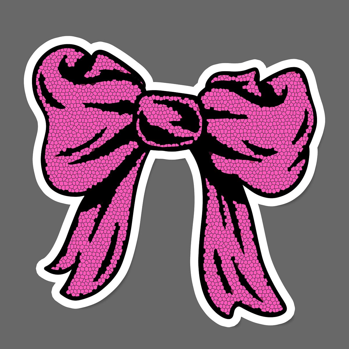 Cute pink bow sticker with white | Free PSD - rawpixel