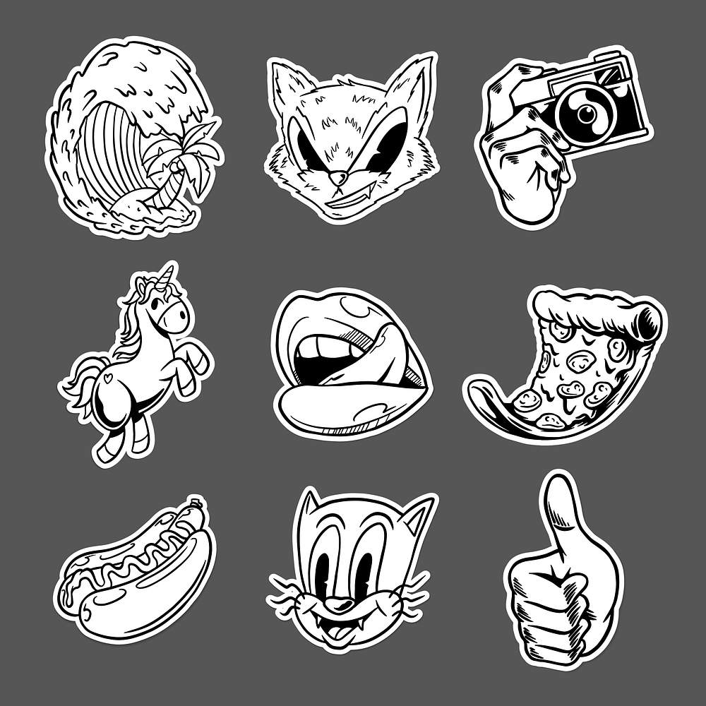 Cool black and white sticker | Premium Vector Sticker - rawpixel