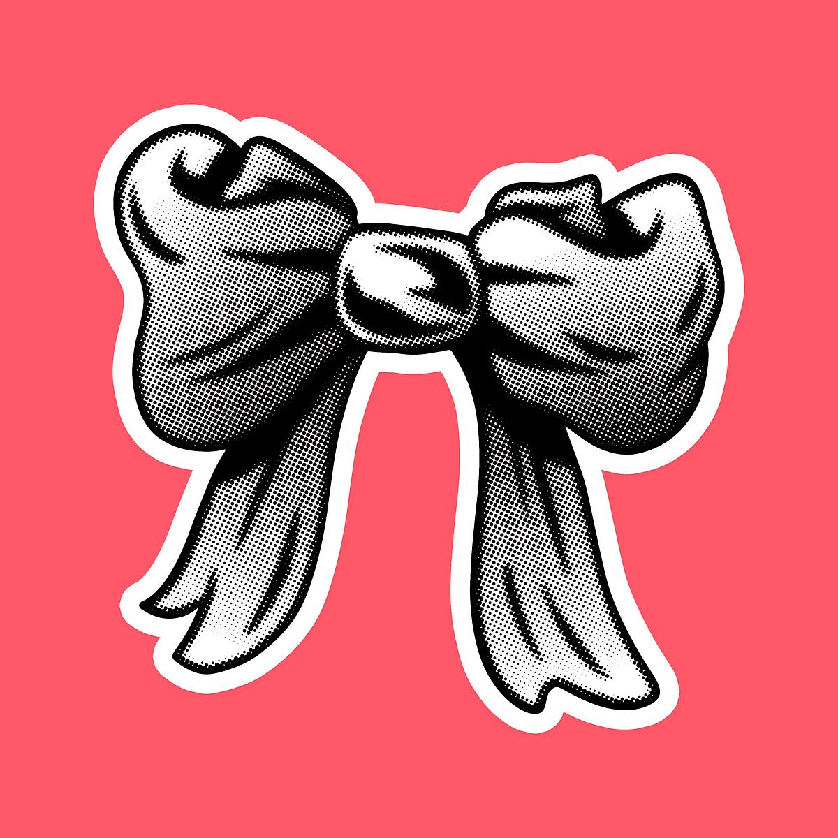 Black and white bow sticker | Premium PSD - rawpixel