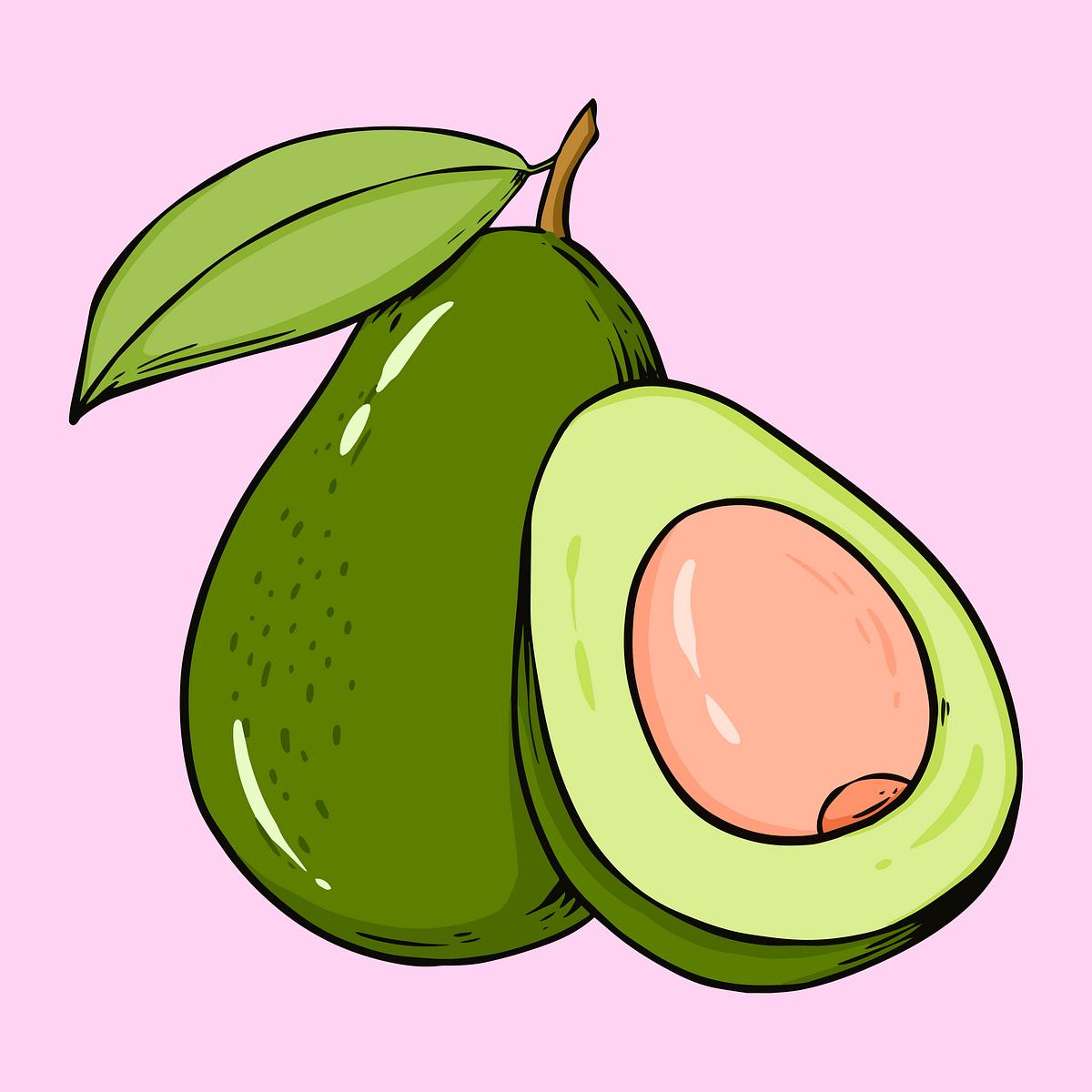 Vintage hand drawn avocado cartoon Free Photo Illustration rawpixel