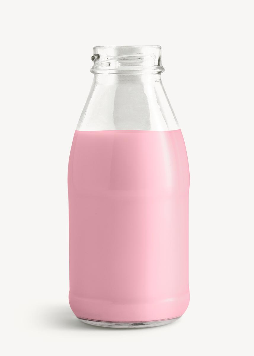 Download Fresh Strawberry Milk In A Glass Bottle Royalty Free Stock Photo High Resolution Image