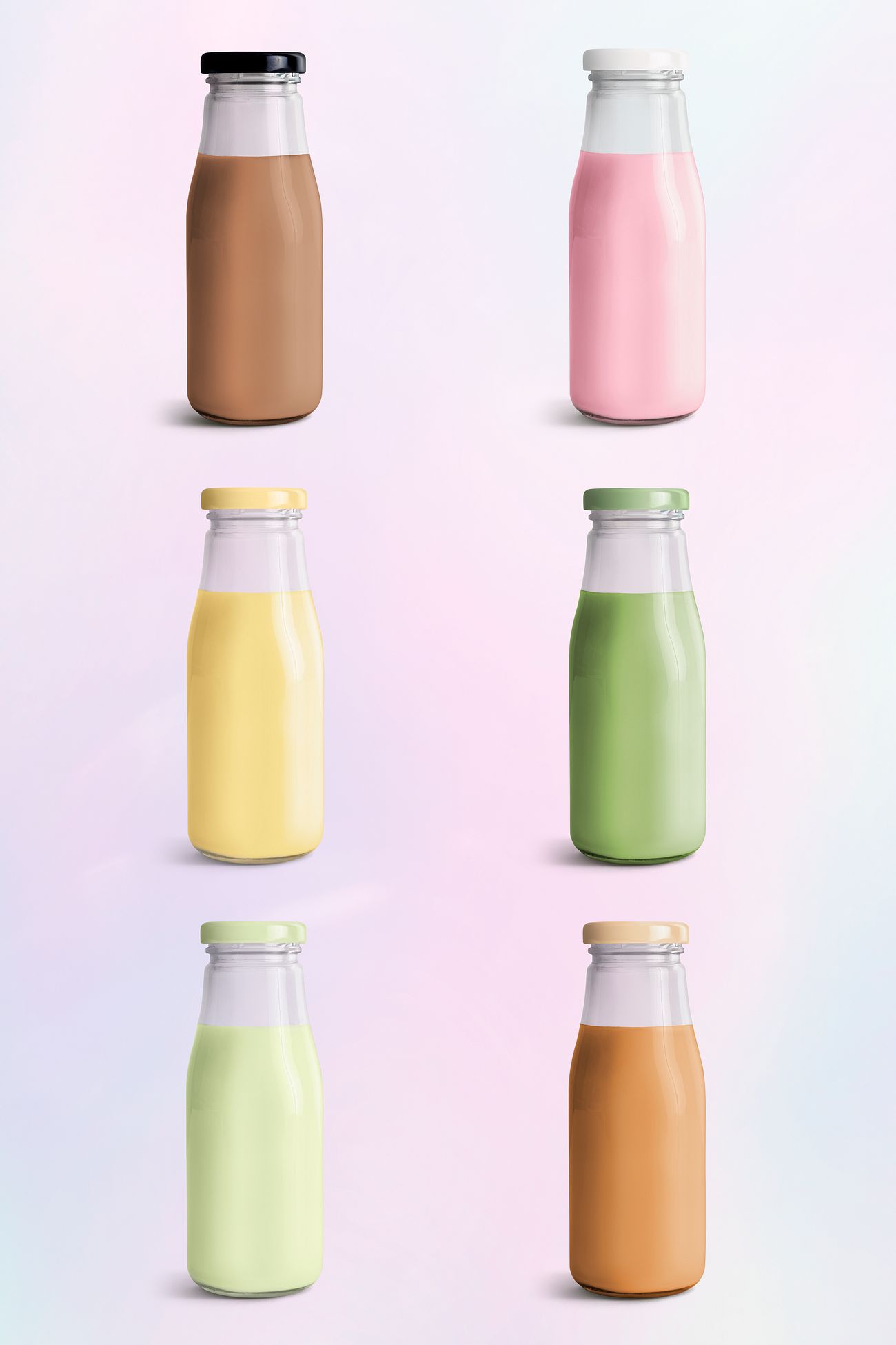 Download Colorful milk tea in glass bottle mockups | Royalty free psd mockup - 2392141