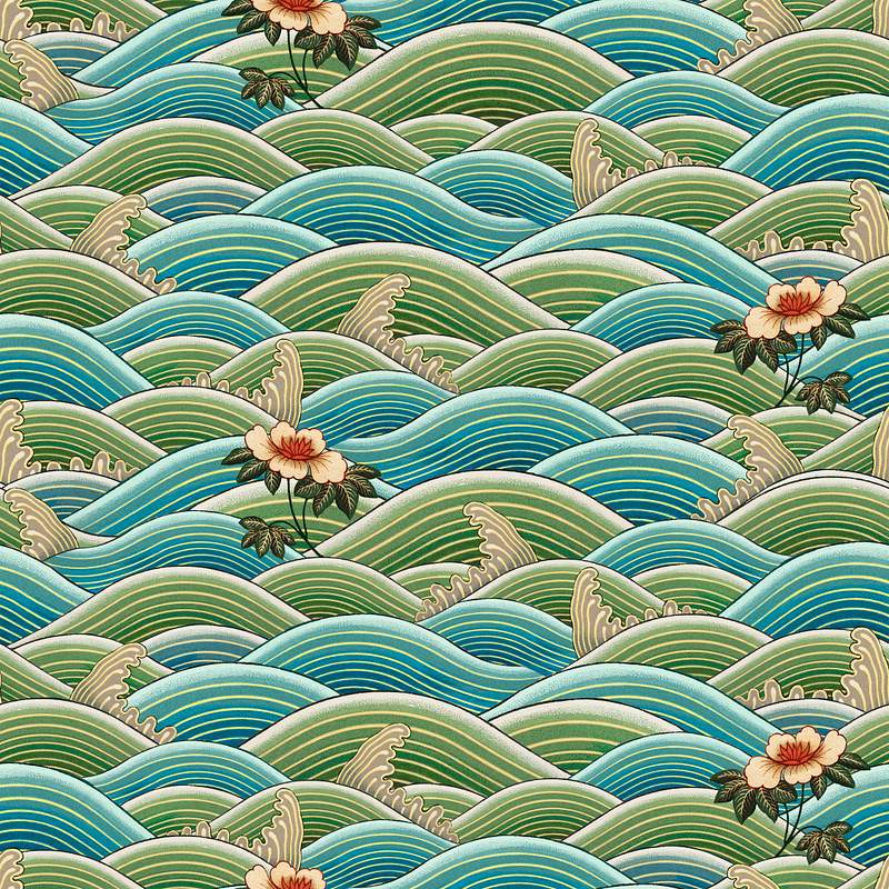 Psd Chinese wave pattern oriental Premium PSD rawpixel