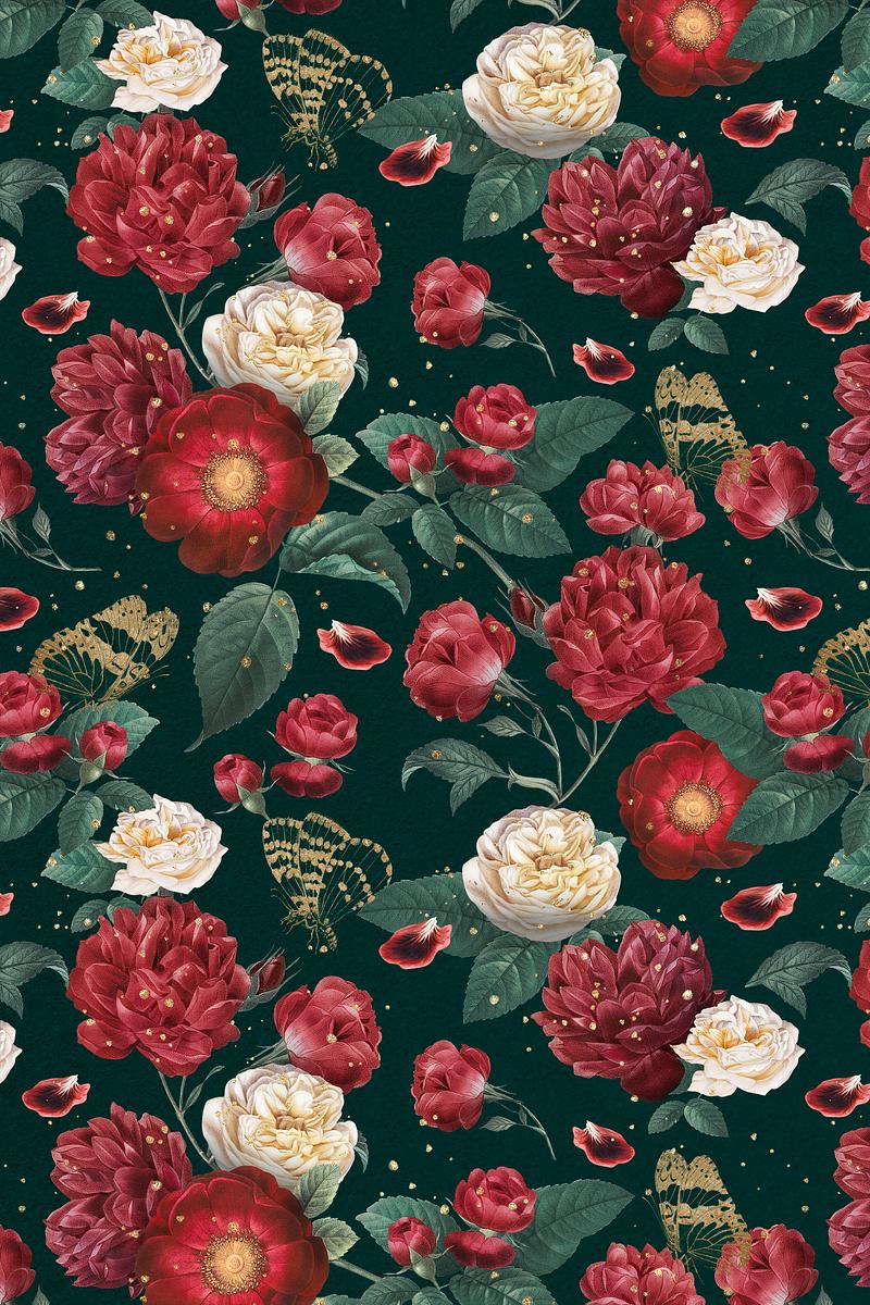 Classic romantic red roses psd floral pattern… | Royalty free stock Illustration | High Resolution graphic Classic romantic red roses psd floral pattern watercolor illustration
