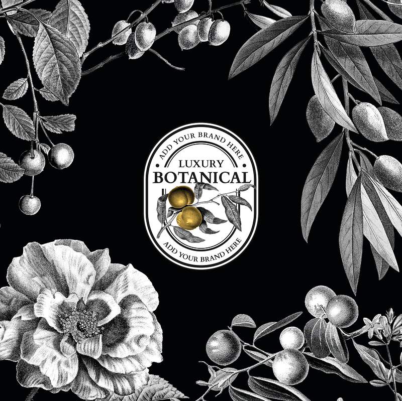 Luxury business botanical logo psd with… | Royalty free stock Illustration | High Resolution graphic Luxury business botanical logo psd with walnut for organic beauty brand