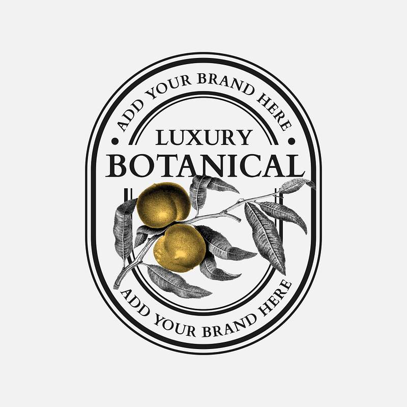 Luxury business botanical logo vector with… | Royalty free stock Illustration | High Resolution graphic Luxury business botanical logo vector with walnut for organic beauty brand