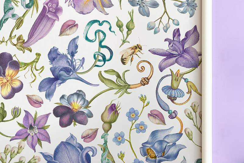 Floral wrapping paper mockup psd hand drawn… | Royalty free stock photo | High Resolution image Floral wrapping paper mockup psd hand drawn vintage style, remixed from artworks by Pierre-Joseph Redouté
