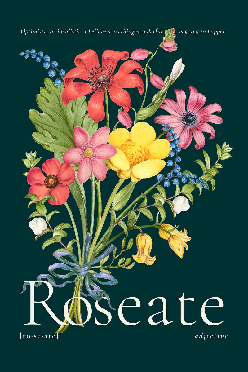 Vintage floral colorful template vector for… | Royalty free stock Illustration | High Resolution graphic Vintage floral colorful template vector for ad poster, remixed from artworks by Pierre-Joseph Redouté