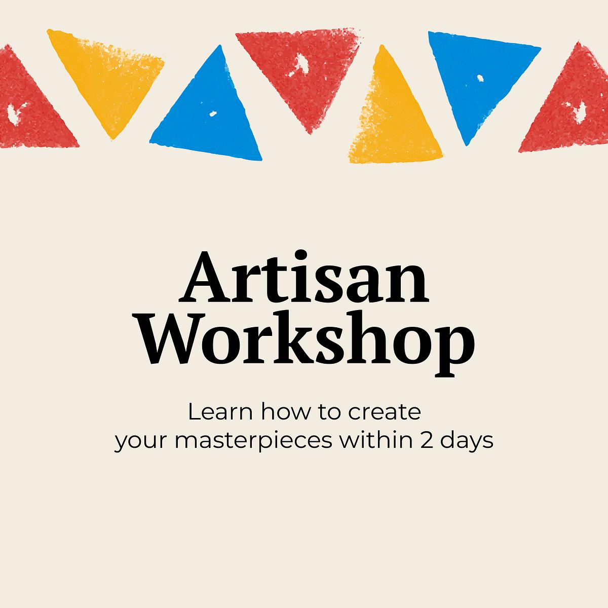 Artisan workshop banner template vector | Premium Vector Template