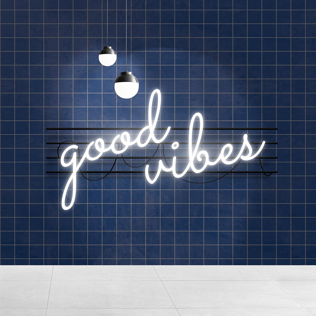 Download Good Vibes Neon Sign Mockup Psd In Authentic Royalty Free Stock Photo High Resolution Image